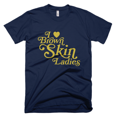Bon Bon Vie I Love Brown Skin Ladies T-Shirt Navy