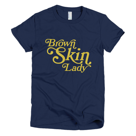 Bon Bon Vie Brown Skin Lady T-Shirt Navy